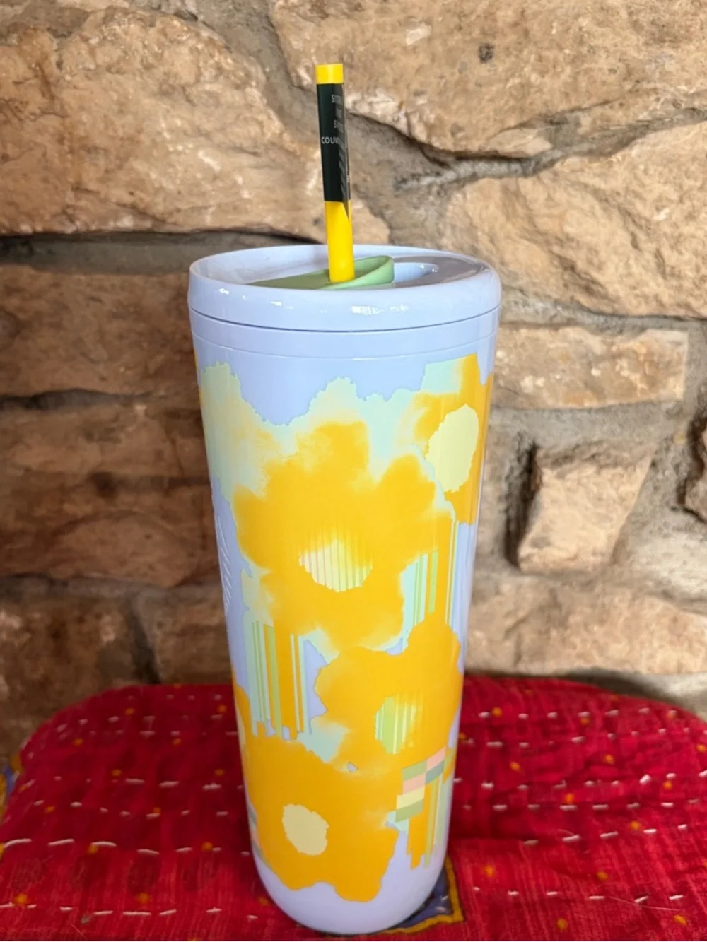 NWT Starbucks Lavender & Yellow Abstract Floral Tumbler 24oz 710mL Spring 2025